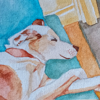painting of dog sleeping
